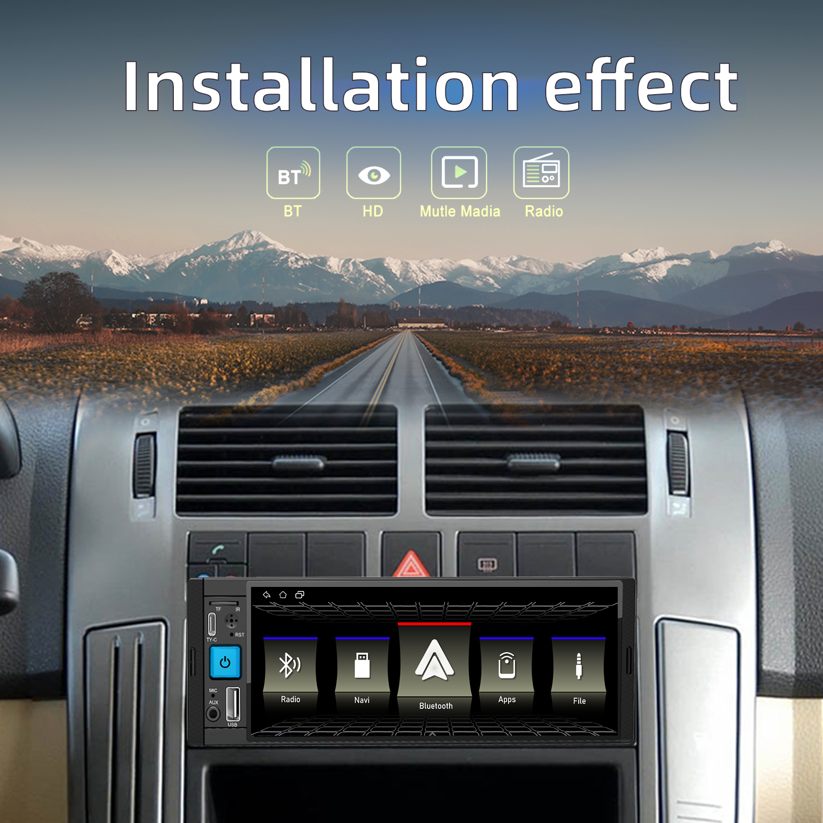 Video Player 6.86" Car Screen Player with Android Auto GPS Navigation and Radio Tuner
