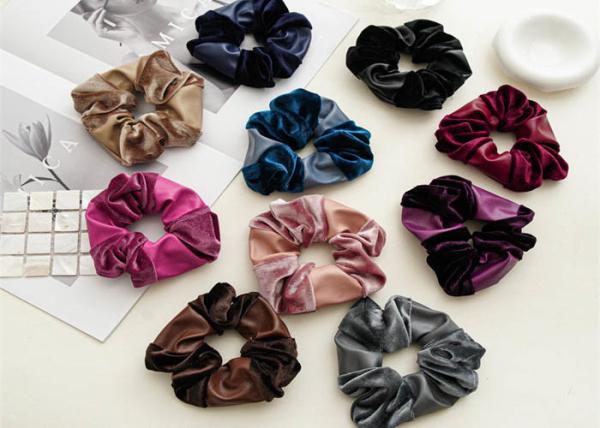 Autumn winter pu canary pleuche joint pink black scrunchie color fabric large