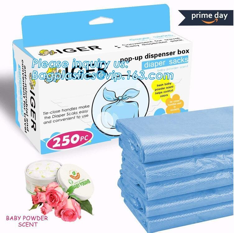 plastic t-shirt shape bag/ diaper sack bag with powder scent, biodegradable custom baby disposable diaper nappy bag, pac