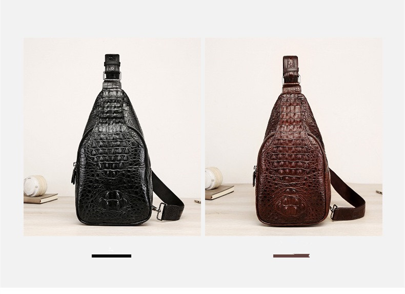 Exotic Crocodile Skin Men's Chest Bag Authentic Genuine Alligator Leather Male Messenger Bag Crossbody Shoulder Bag