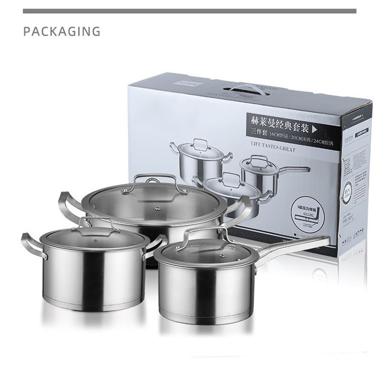 Factory Price Silver Kitchen Sauce Pot Soup Pot Fry Pan Cooking Pot Set Cookware Sets With Glass Lid