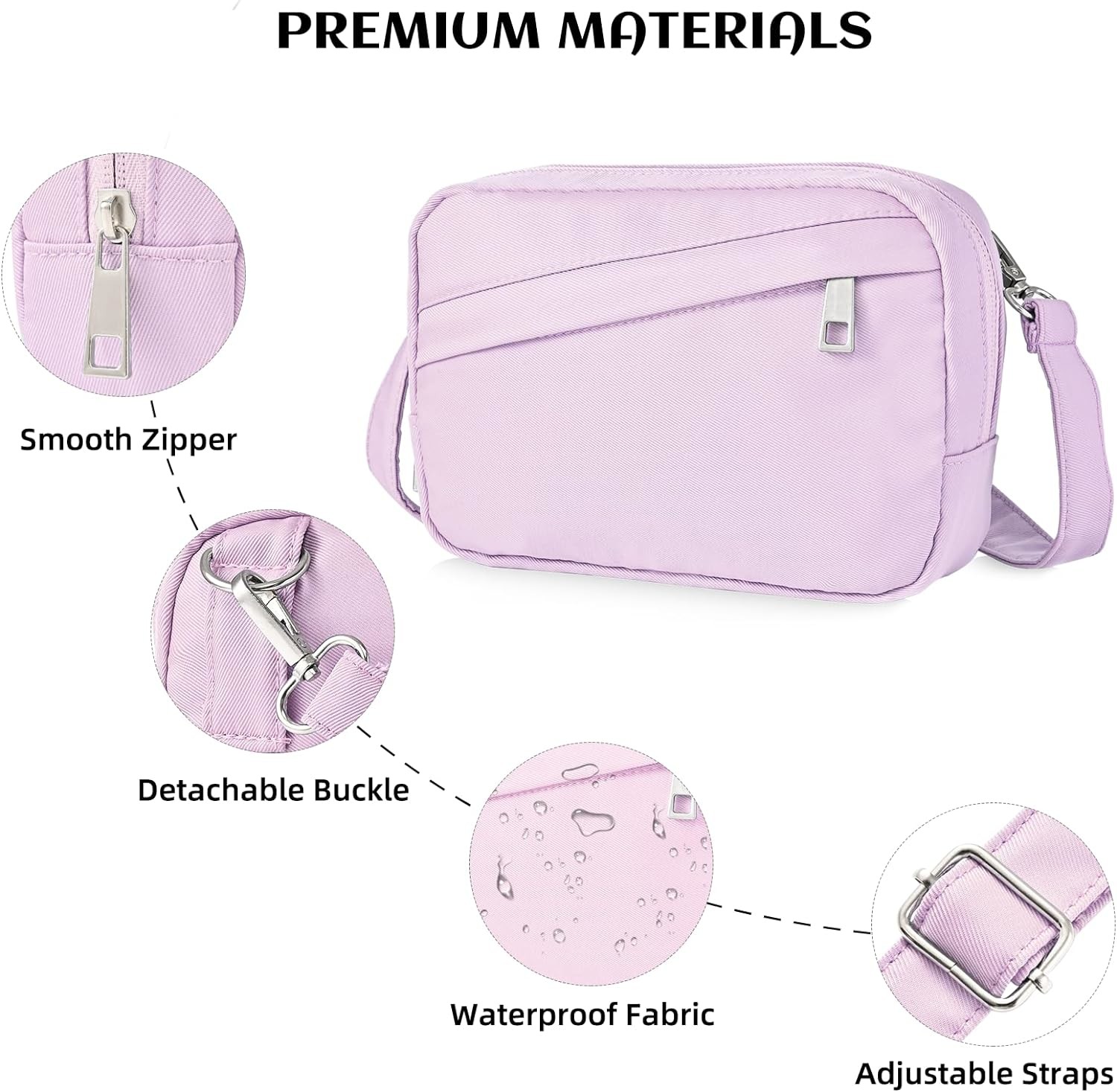 Water Resistant Crossbody Bag For Women Multi Position Fanny Pack Mini Belt Bag