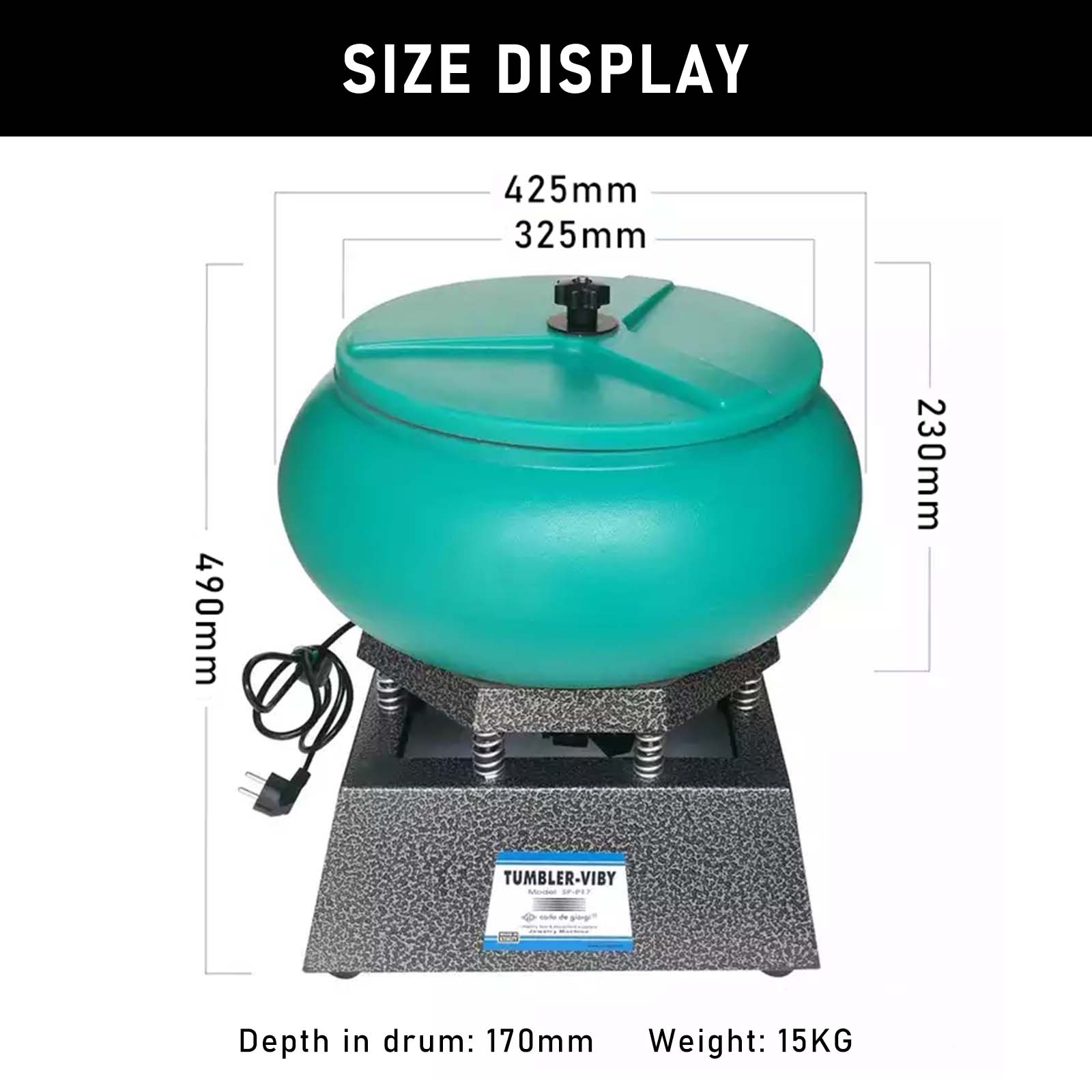 17 Inch 350W Vibrating Tumbler Vibratory Rock Polishing Machine 110V/220V