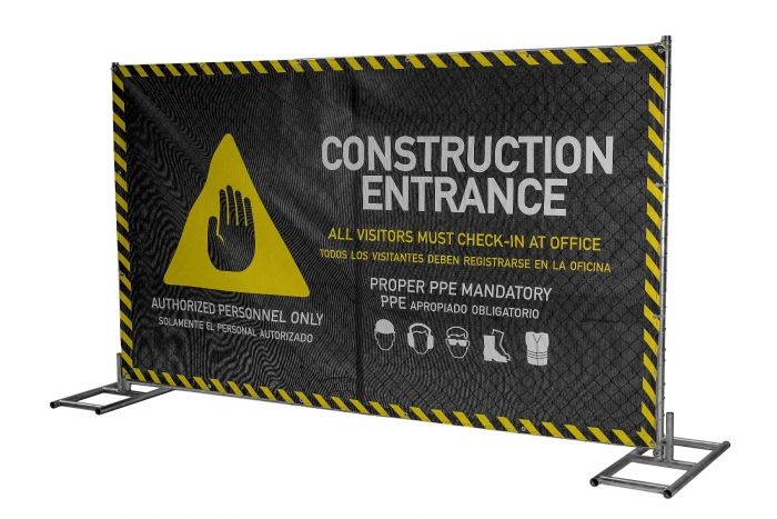 6 foot x 12 foot chain link mesh temporary fencing panels with a 1 3/8" x 16GA and 2-3/8 inch temp fence