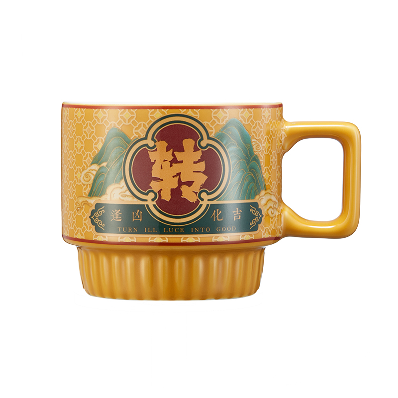 Ready To Ship In Stock Creative Chinese-Style Stacking Ceramic Mug With Gift Box In Office Home Tea Coffee Gift Mug