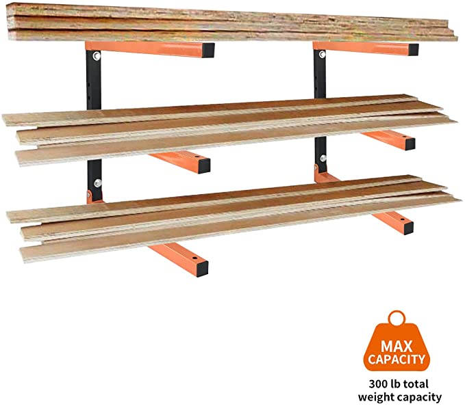 6-Level Wall Mount Lumber Storage Metal Rack Perfect for Everyday and Organizing Wood