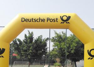  8.4m Commercial Full Printed PVC tarpaulin yellow color advertising inflatable archway for brand promotion Manufactures