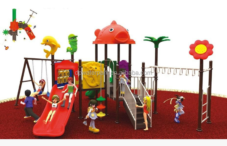 China Custom Children Park Equipment Playground Big Plastic Slide Swing Sets Outdoor for Kids