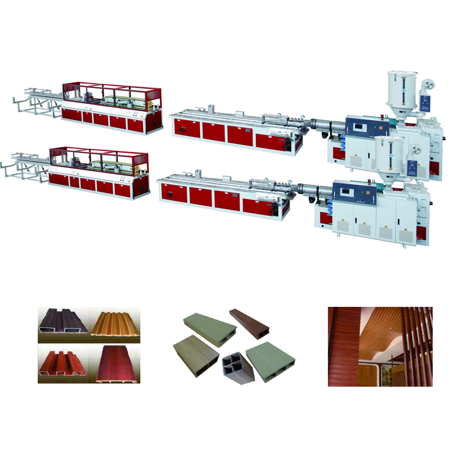 JWELL Wood Plastic Plate Door Window Making Machine PE PP PVC WPC Profile Extrusion Line