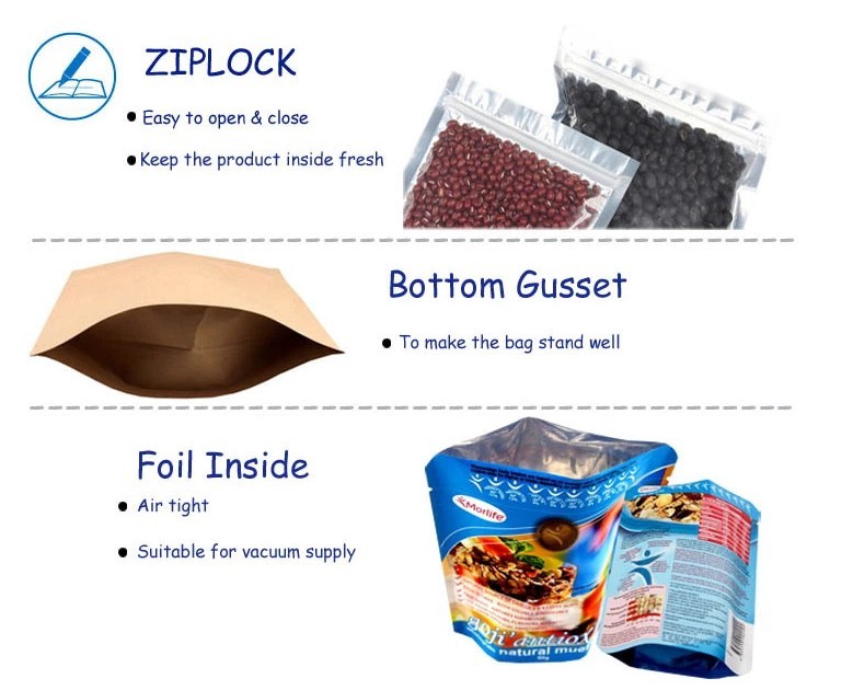 Laminated Material and zip lock fresh vegetable plastic bags / transparent k fruit packing bags