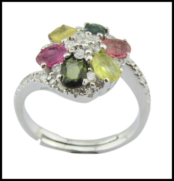 3~5g 925 Silver Gemstone Tourmaline Rings Womens Casual / Party Occasion Jewelry