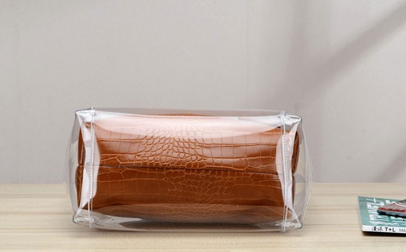 Promotion Clear Cosmetic Handle Bag Tote Bags, Recyclable PVC Loop Handle Plastic Bag, Gift And Shopping