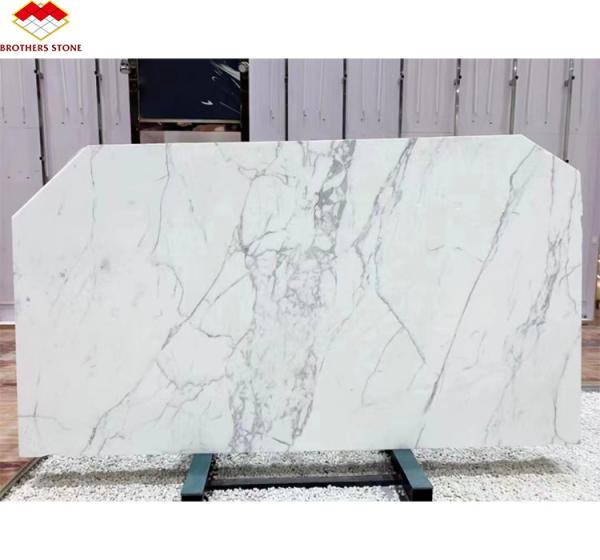 Polished Natural Statuario White Marble Big Slab for Italian Flooring and Wall