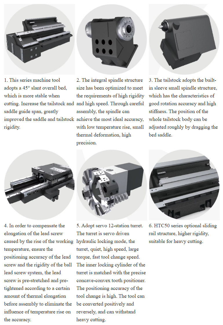 SMTCL Metal Slant Bed CNC Lathe HTC50E Fanuc Turning And Milling Center CNC Lathe Machine