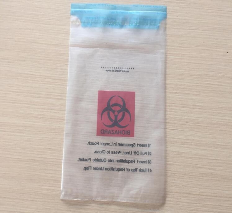 printing self adhesive biohazard waste bag, autoclave biohazard specimen transport bag, Medical Biohazard Plastic Poly B