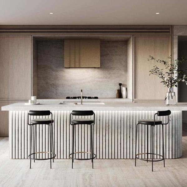 Custom Modern Complete Island Kitchen Furniture White PVC Wood Cabinet Sets
