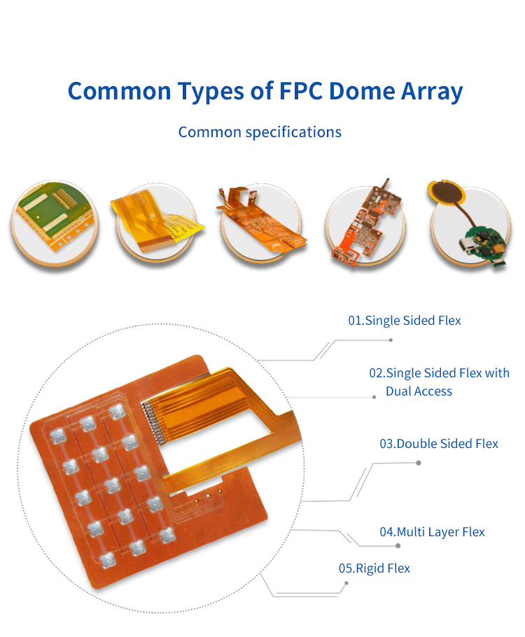 Multi - Layer Flexs Printed Circuit Dome Array For Various Devices Contact Keys