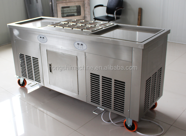 Double pan fried ice cream rolled machine