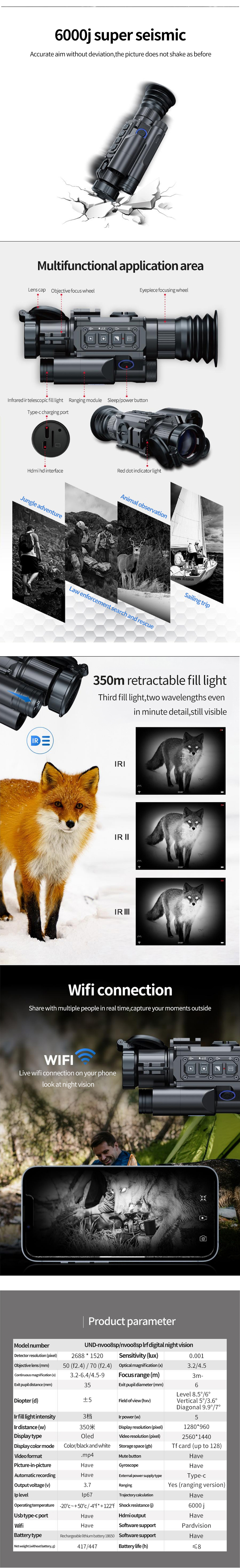 350M IR Night Sight Scope Infrared Digital Night Vision Device