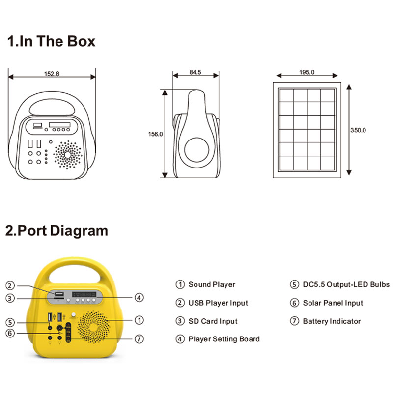 Portable Multifunctional Solar Emergency Light with 300W AC Output and 10W/18V Solar Panel