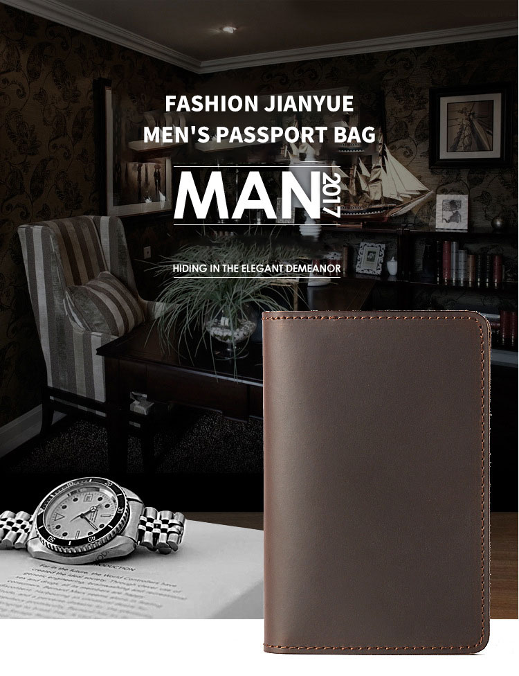Custom Genuine Leather Passport Wallets Holder For Men Women Vintage Style 4 Card Slot