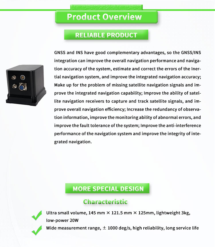 20W Unmanned Ship Navigation Control Aircraft Fiber Optic Gyroscope RS422 Output Form