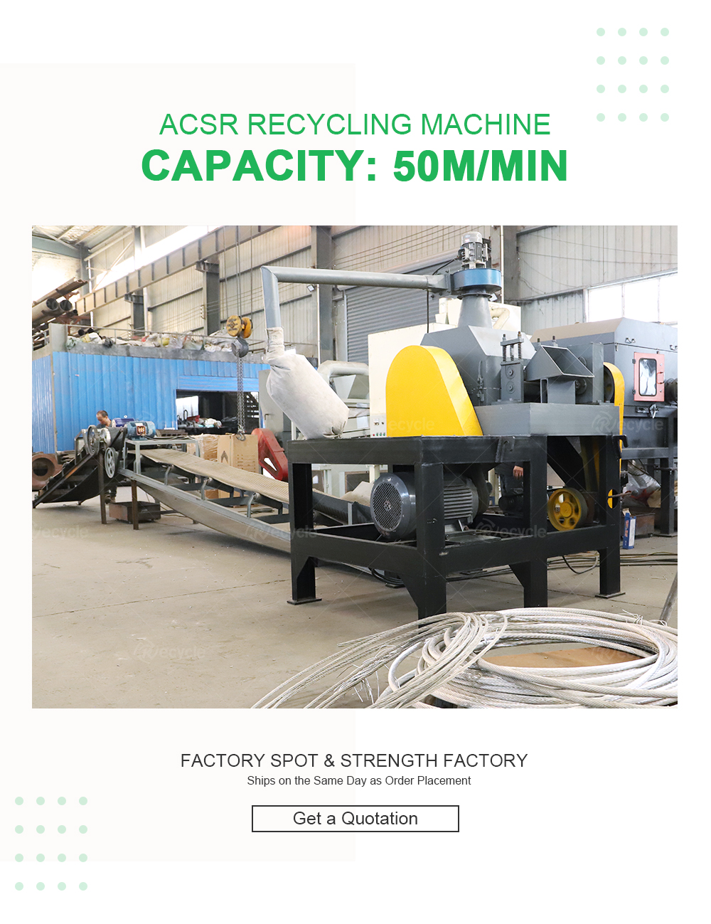 99% Separation Rate ACSR Recycling Machine Al Wire Chopping Line 22.25KW