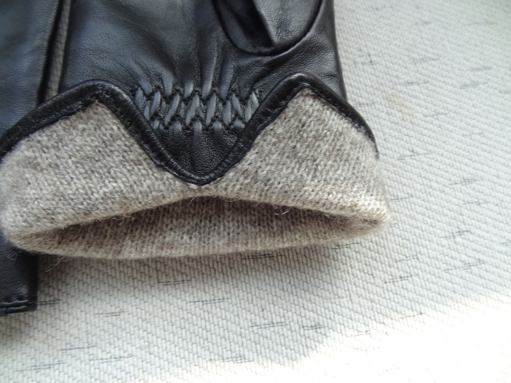 Fashion Ladies Genuine Shearling Gloves Women'S Wool Lined Leather Gloves
