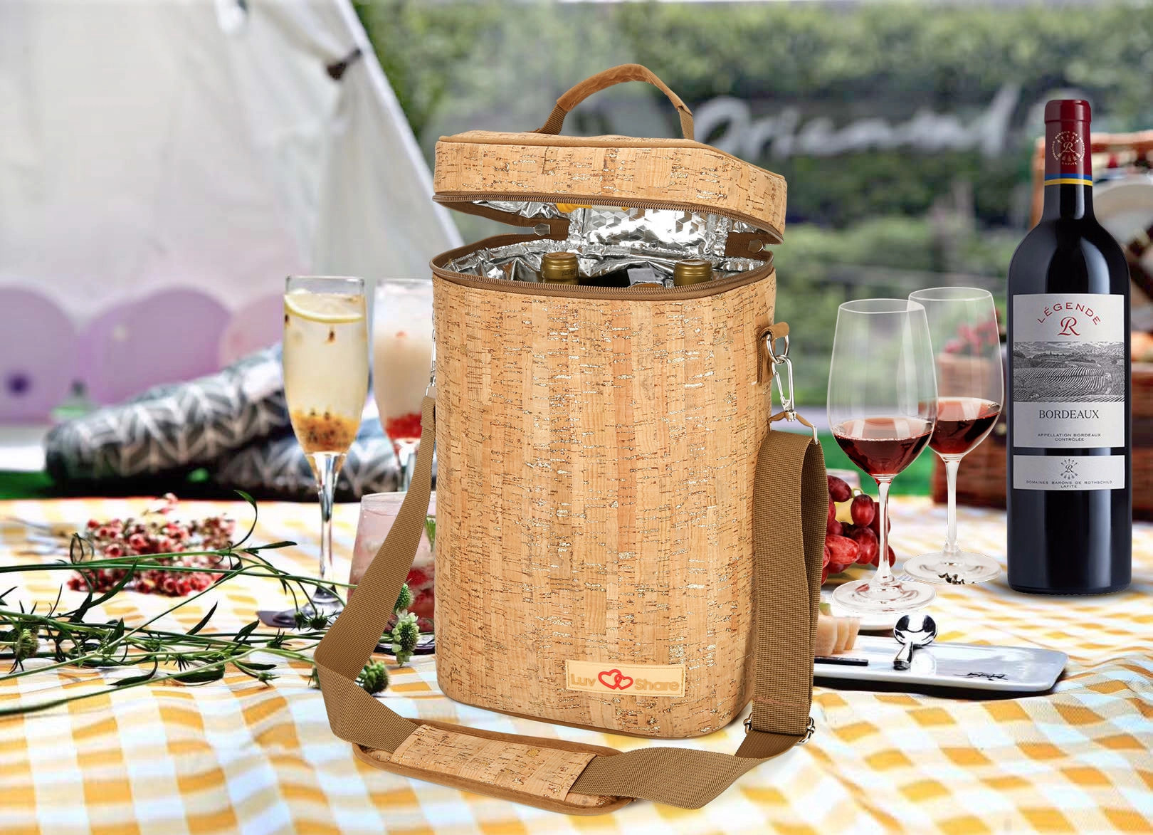4 Bottle Insulated Wine Carrier Bag Waterproof Cork Cooler Bags