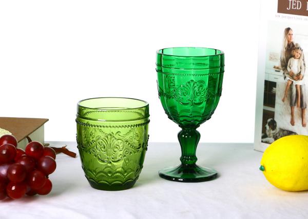 320ml Green Embossed Colored Crystal Wine Goblet Glasses For Home Deco, Antique