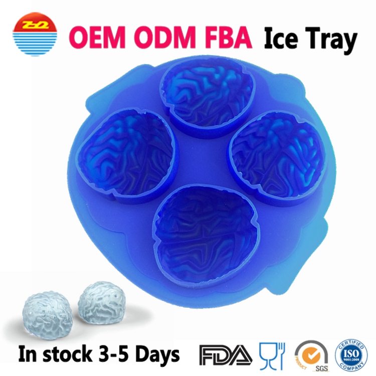 Summer hot sale Four squares Brain silicone ice cube tray for Making ice cream