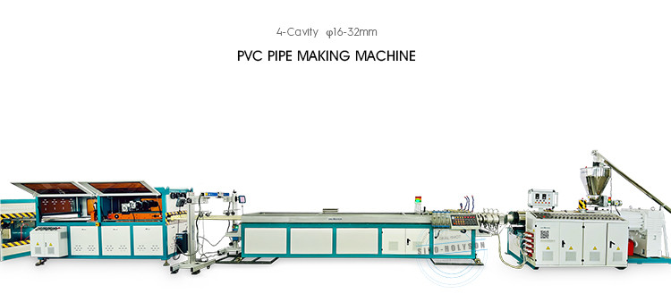 Sino Holyson 16mm Twin Screw Extruder Four Cavity Outlet Plastic PVC Pipe Making Machine Maufacture