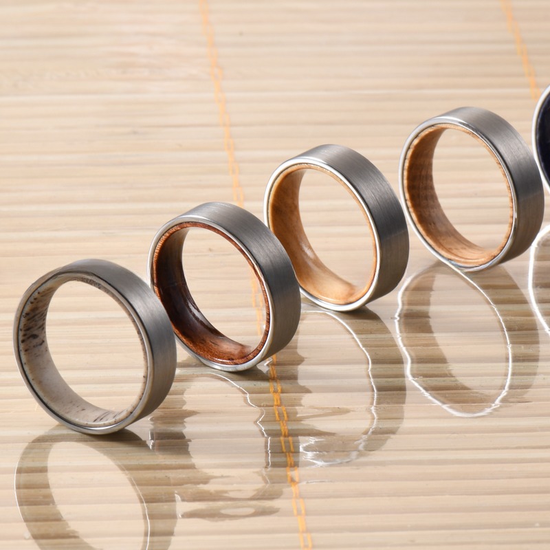 Whiskey Barrel Wood Inner 6mm Brushed Silver Tungsten Ring Ideal Wedding Band for Men Women Engagement Gift