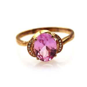 China 18k Rose Gold Plated Silver 7x9mm Oval Created  Ruby Gemstone Ring  (T64) on sale