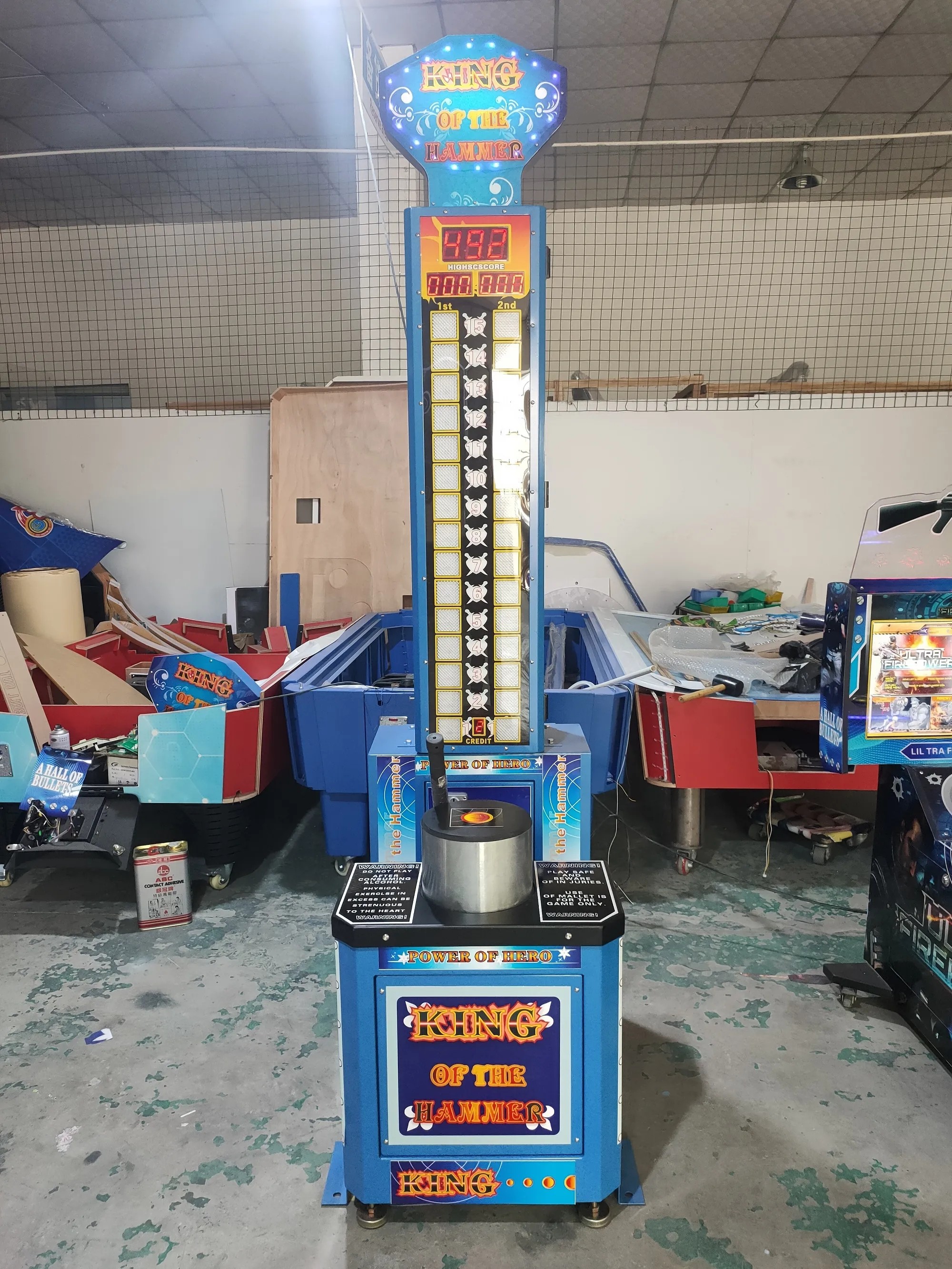 230V King Of Hammer Arcade Machine One Punch Score Display ODM
