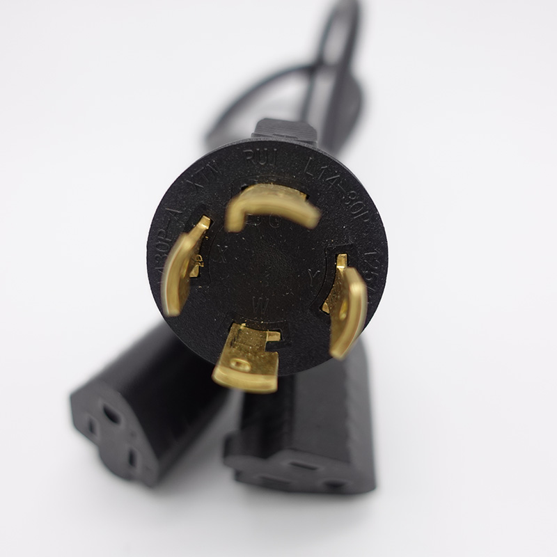 Conductor Copper Network SDK Nema L14-30 Locking Receptacle to 5-15R Y Splitter Cable with US Plug