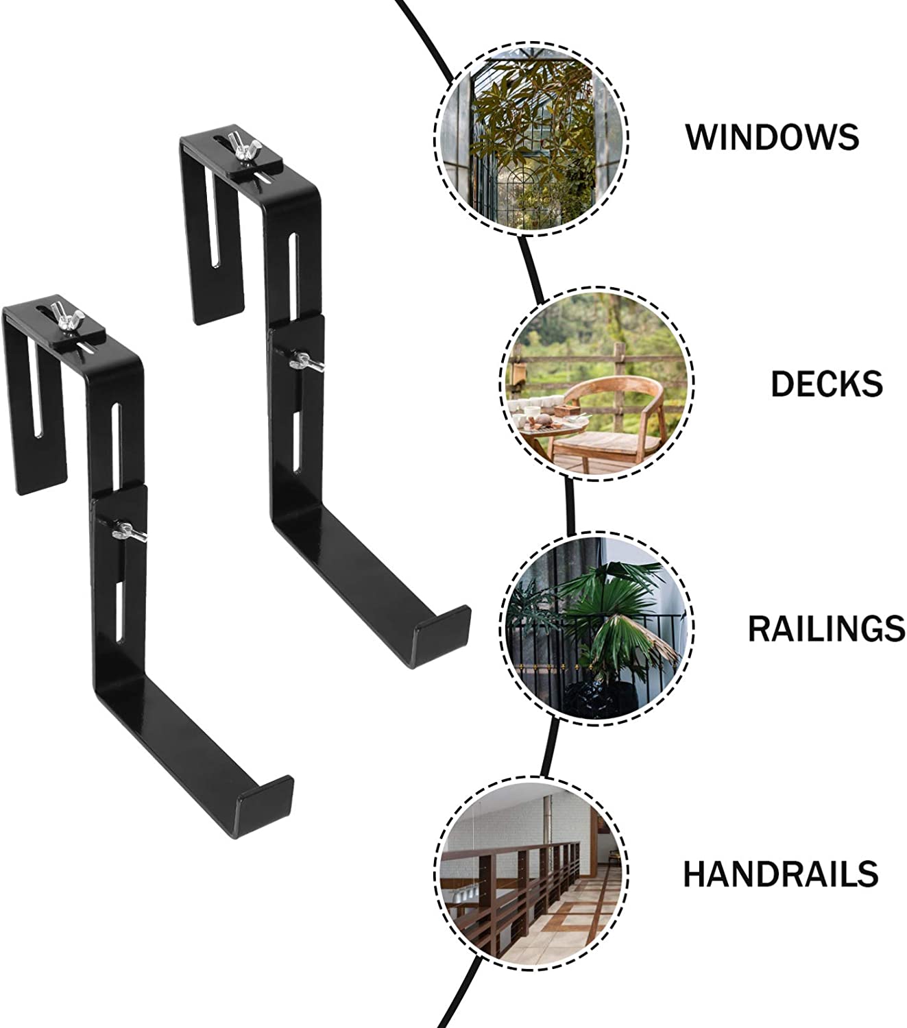 Adjustable Thickness Mounting Rail Hanger for Plant Holders Window Flower Box Bracket