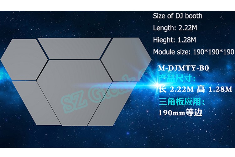 full color rgb matrix control mini hexagon led display for DJ booth customized