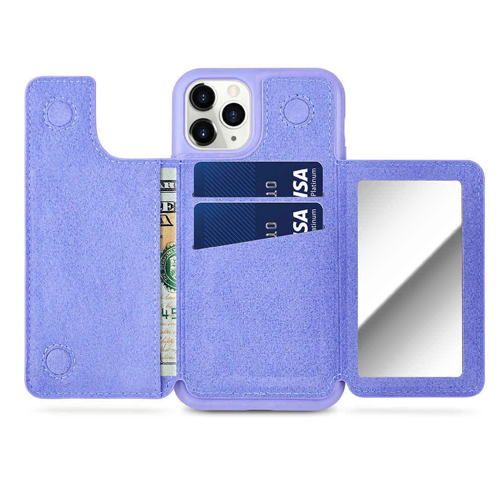 Floral Pattern Card Pocket Phone Case Kickstand Makeup Mobile Cover For Iphone 12