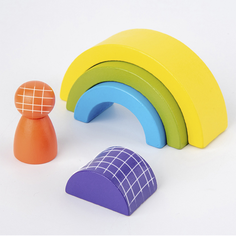 DIY Assembled 11.5cm Wooden Blocks Toys Montessori Block Set Stacked Balance
