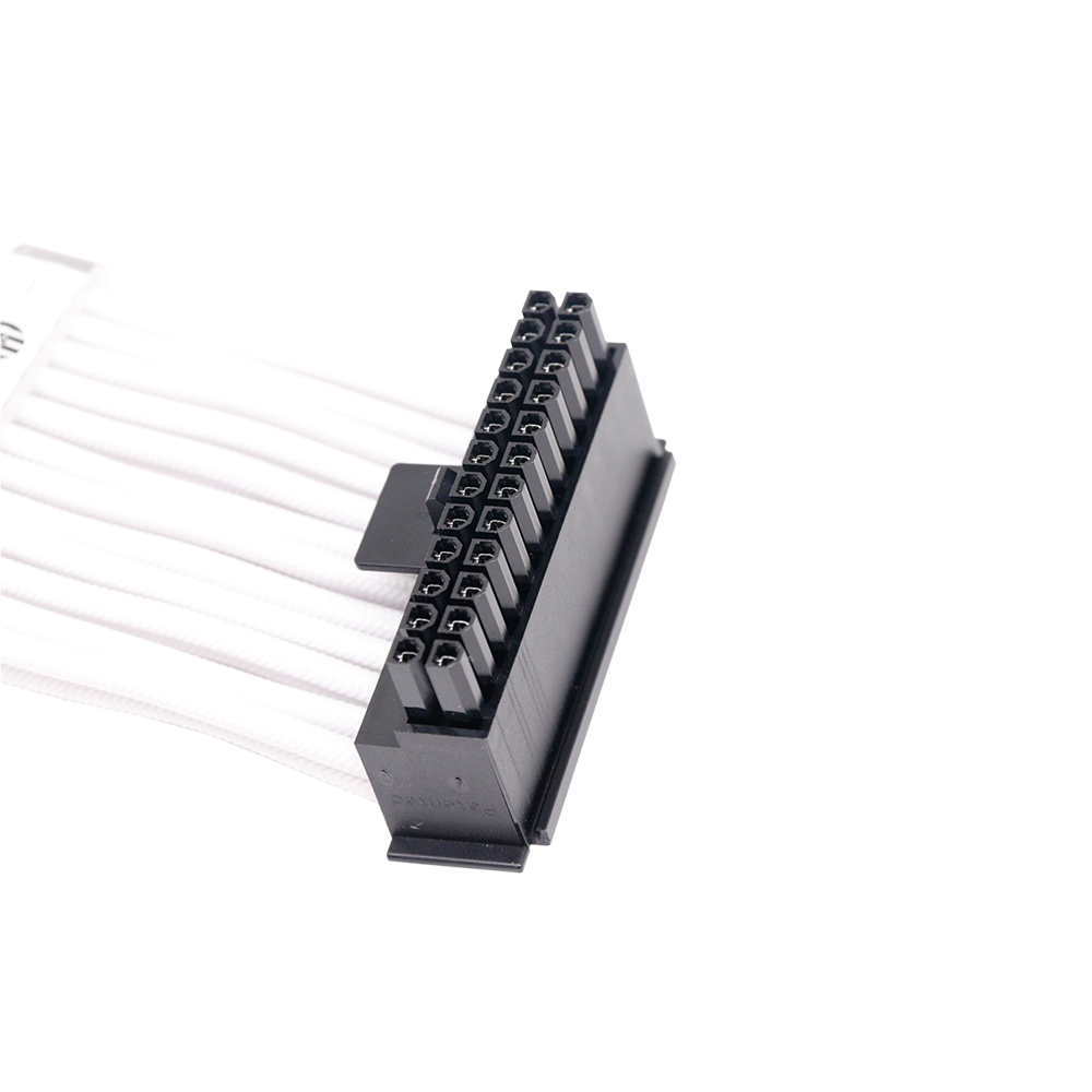 90 Degree Bradided Sleeve24Pin ATX Cable Extension Sleeve Computer Cable Extension Supply Adapter Sleeved PSU Cable Extension