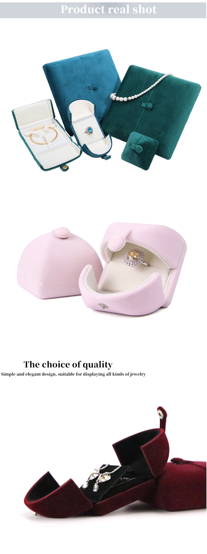 Soft Custom Logo Necklace Ring Gift Box Velvet Color Jewelry Box by Hanhong