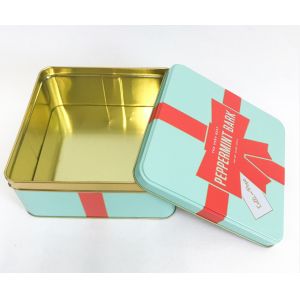 0.23mm Square Shape Biscuit Tin Box Cookie Tin Containers