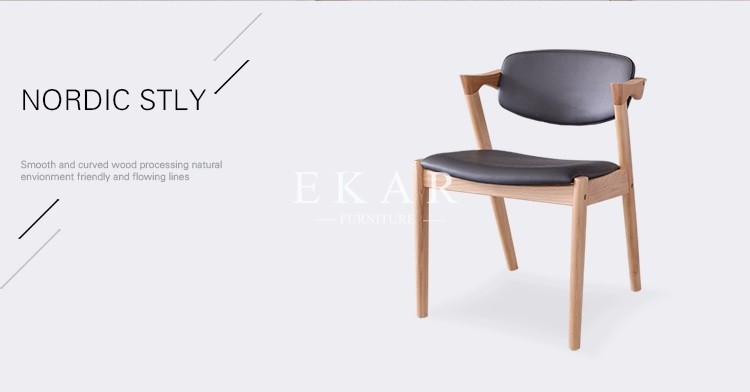 For Home Hotel Furniture Black Leather Wooden Wood Chair Restaurant Dining