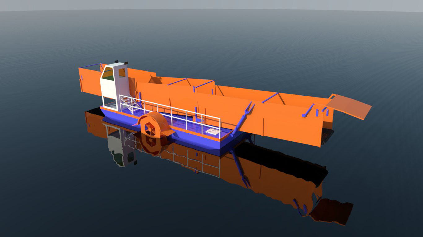Hyaraulic Propulsion Aquatic Weed Transportation Barge With 45cbm loading capacity
