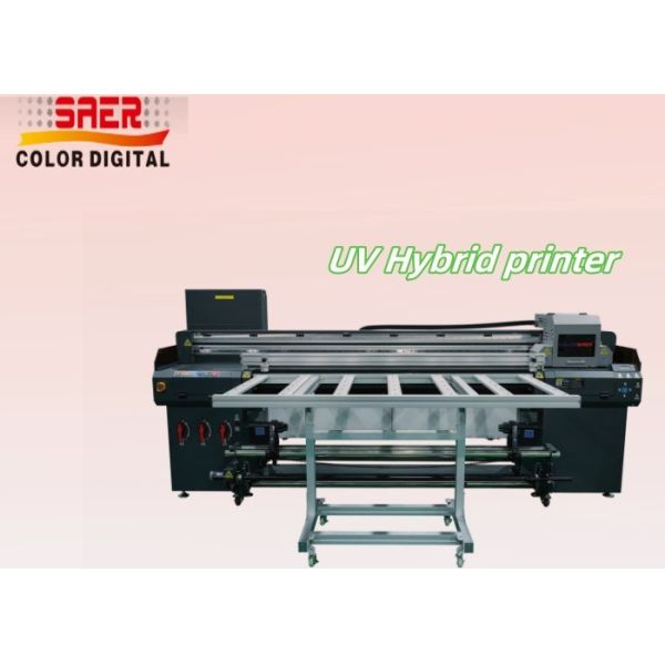 Quality 1.8m UV Hybrid Printer with Table Large Format Roll to Roll & Flatbed With High Resolution print head for sale