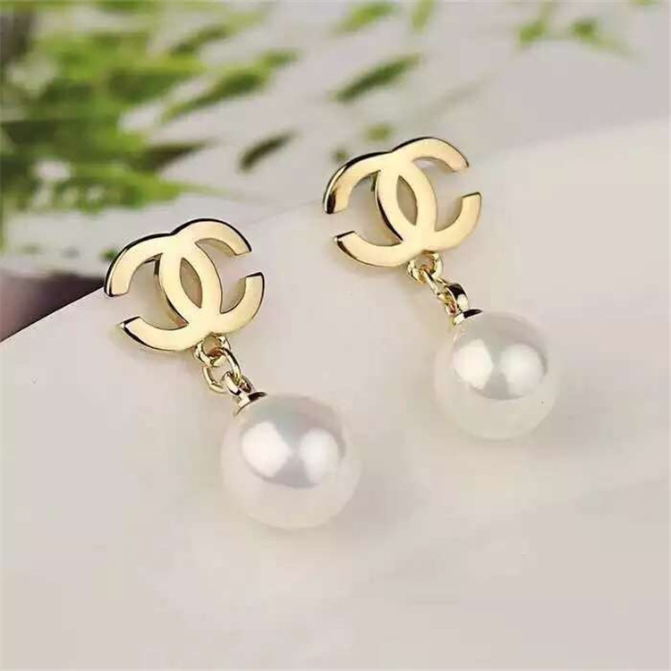 Logo Earrings in 18K White Gold Pave Diamonds Fashion Lady Jewelry Global Shipping