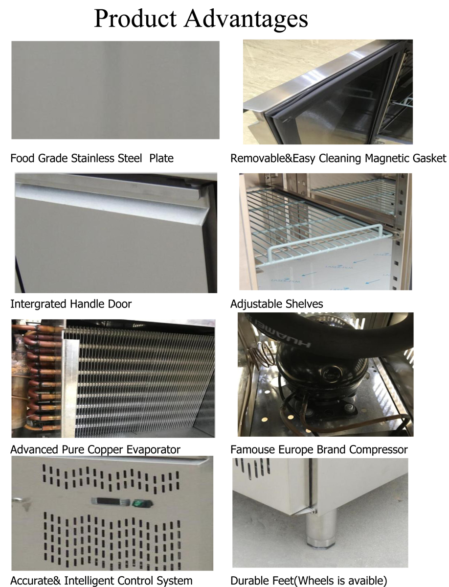 Stainless Steel Kitchen 2 Doors Upright Display Refrigerator
