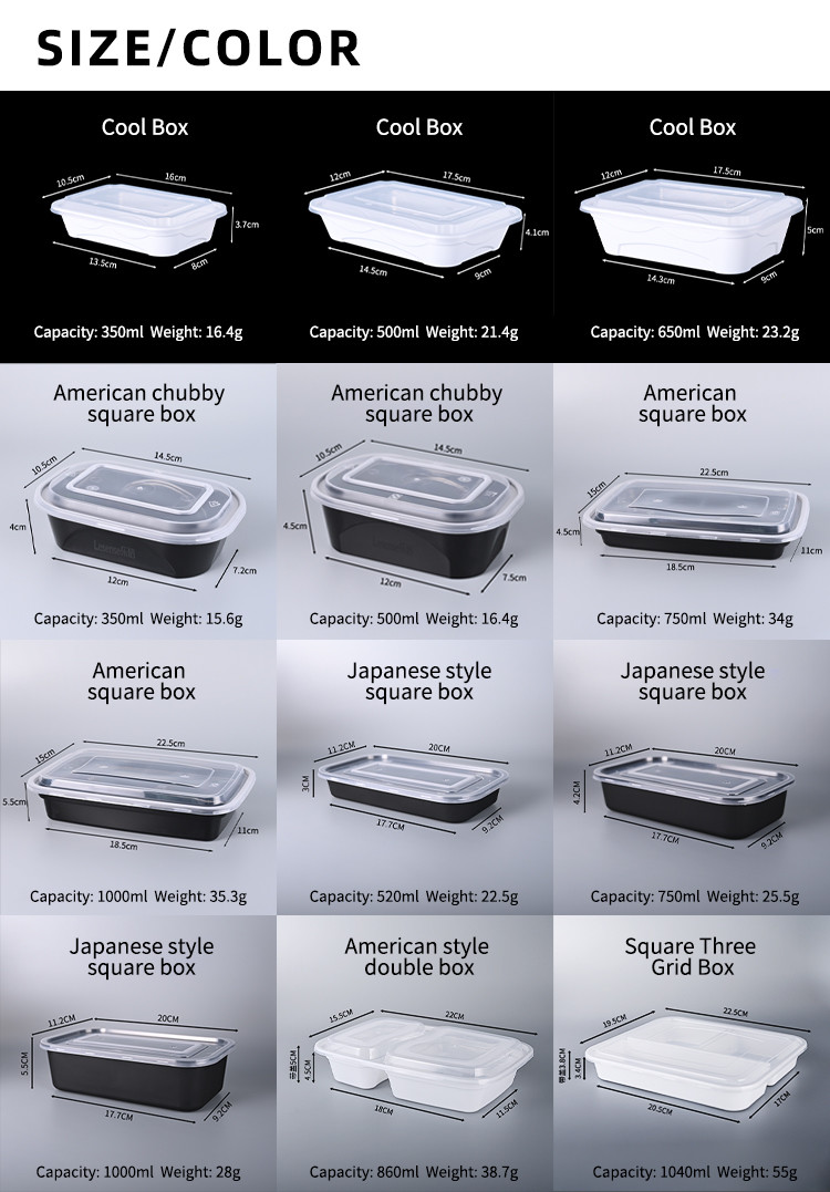 UV Coating Disposable Plastic Food Containers Microwave And Freezer Safe Box