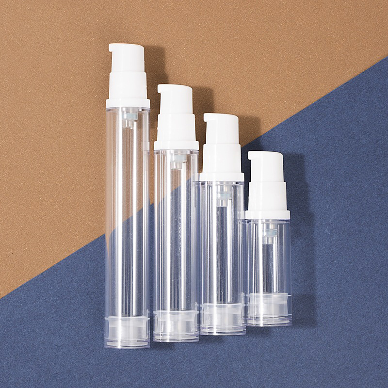 Frosted Golden Airless Spray Pump Bottle 15ml 30ml 50ml Plastic Purple Airless Serum Bottle With PP Pump for Skincare Packaging